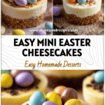 Colorful Mini Egg No Bake Cheesecake topped with Cadbury mini eggs, a festive Easter Cheesecake dessert.